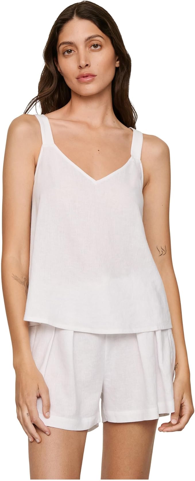 EBERJEY Linen Blend V-neck Cami WHITE M