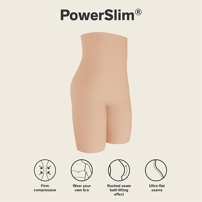 LEONISA high waist tummy control anti chafing sculpting shaper GOLDEN BEIGE