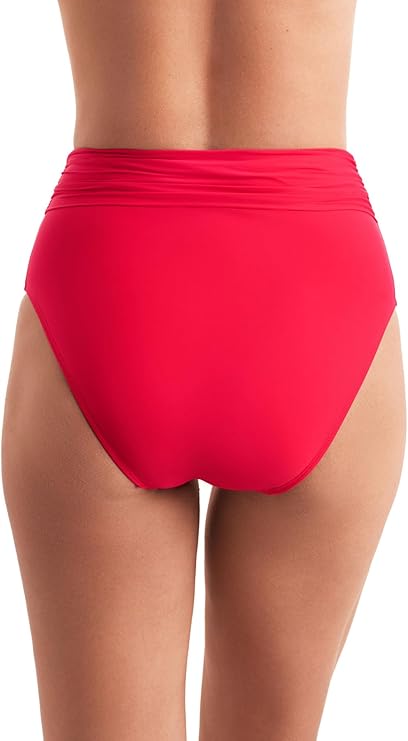 MIMI FLAMINGO Swimwear Soleil Solids Morgan High Waist Swim Bottom RED 14