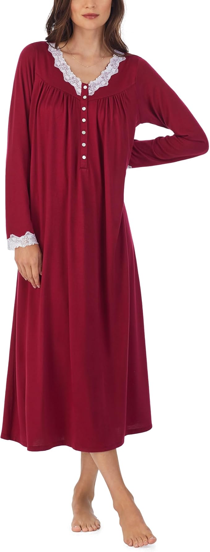 EILEEN WEST Soft and Cozy Dream Sweater Knit Long Sleeve SOLID RED CLARET XL