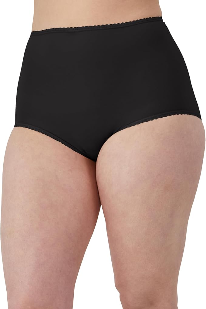 BALI Skimp Skamp Brief Underwear Panties Smoothing Stretch BLACK 4XL