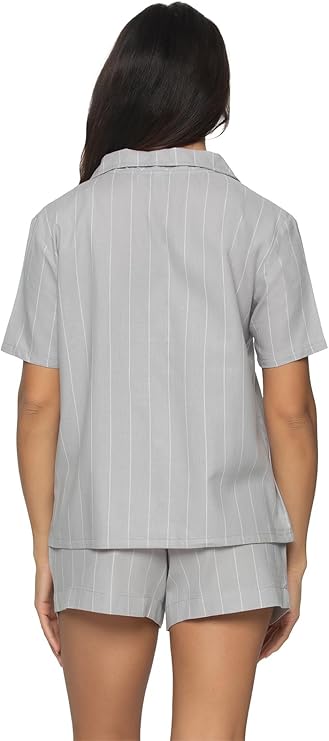 NWD FELINA Mirielle Collar Pajama & Short Set GREY L