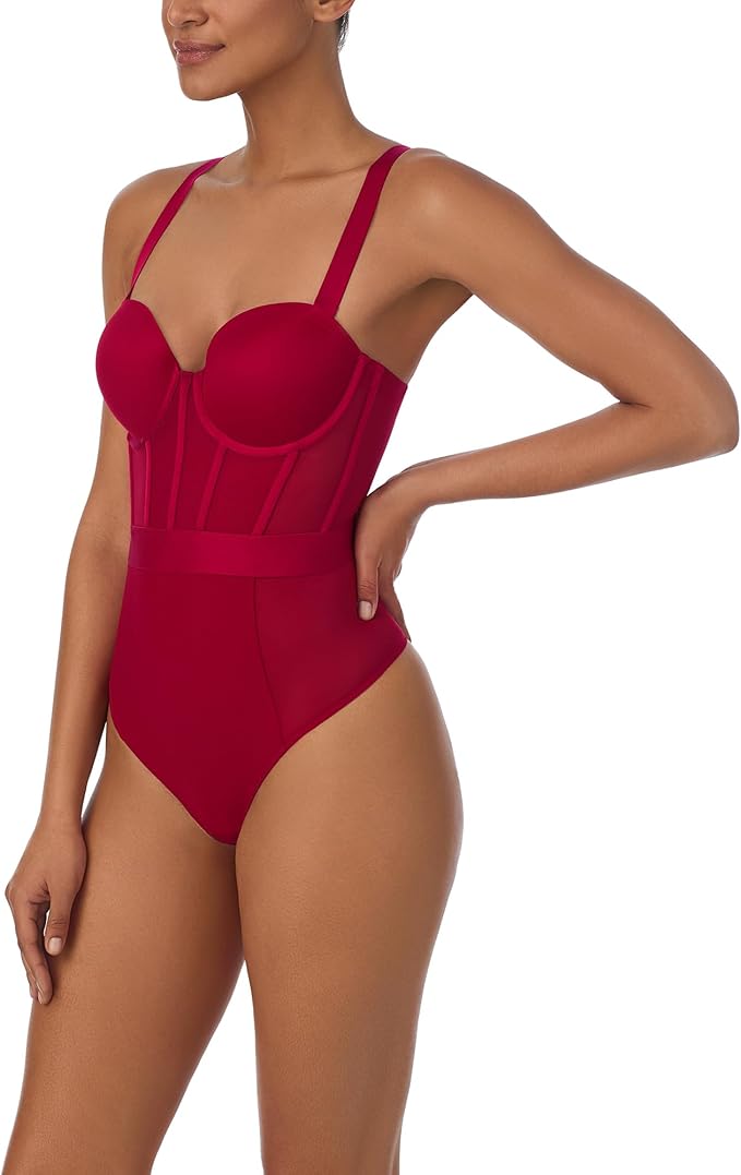DKNY Sheers Strapless Bodysuit RED 34C