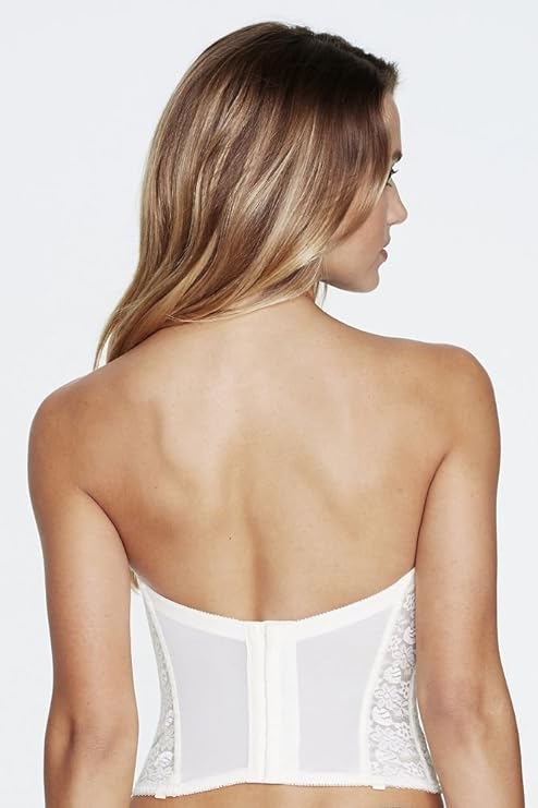 DOMINIQUE Lace Low Back Plunge Strapless Push Up Bustier WHITE 32A