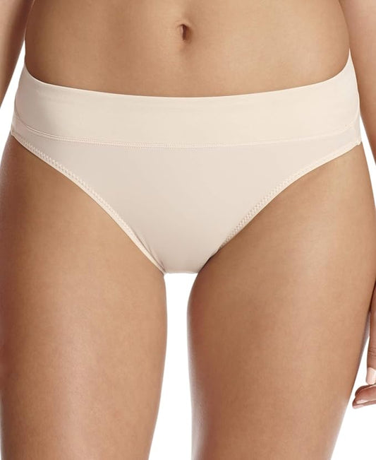 WARNER'S No Pinch No Problem Hi Cut Panties BEIGE L