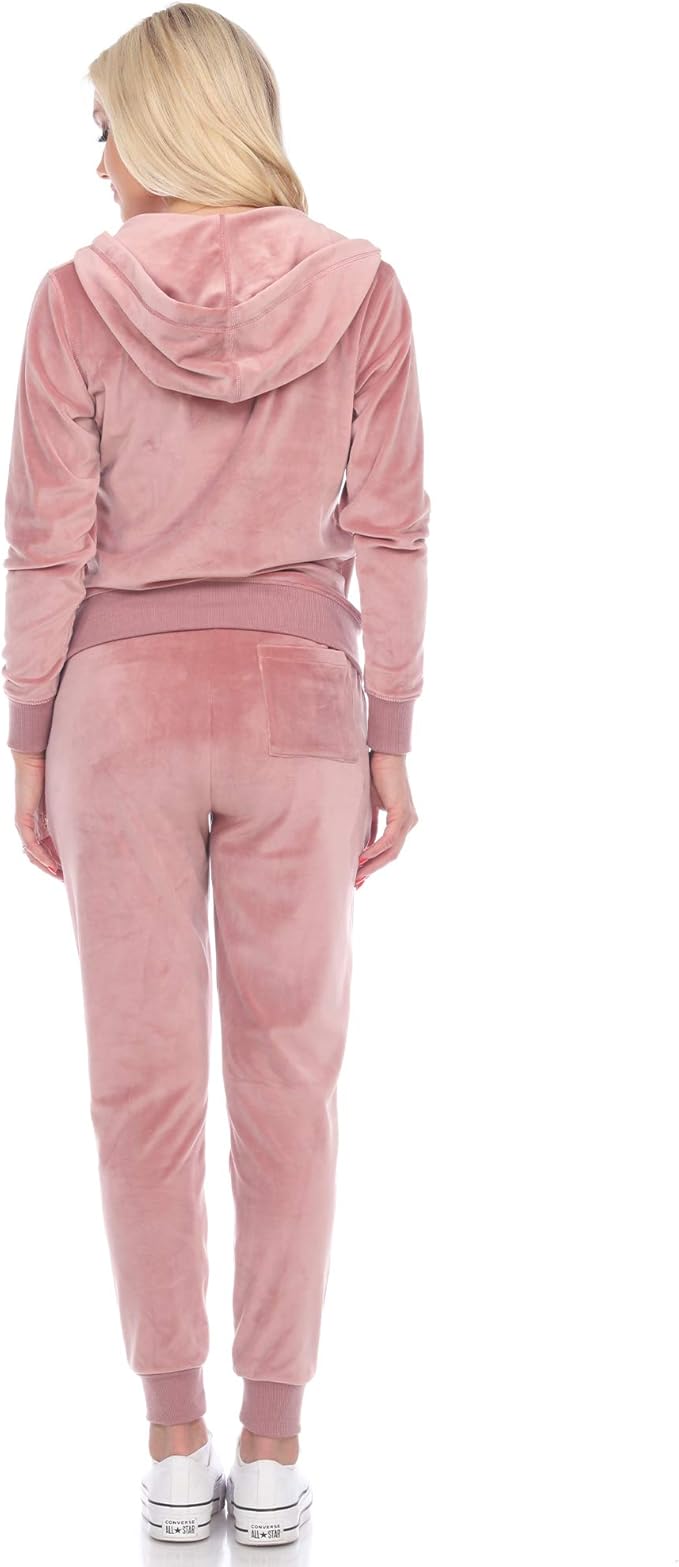 WHITE MARK Velour Tracksuit Loungewear 2pc Set ROSE M