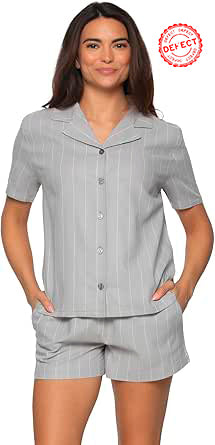 NWD FELINA Mirielle Collar Pajama & Short Set GREY L