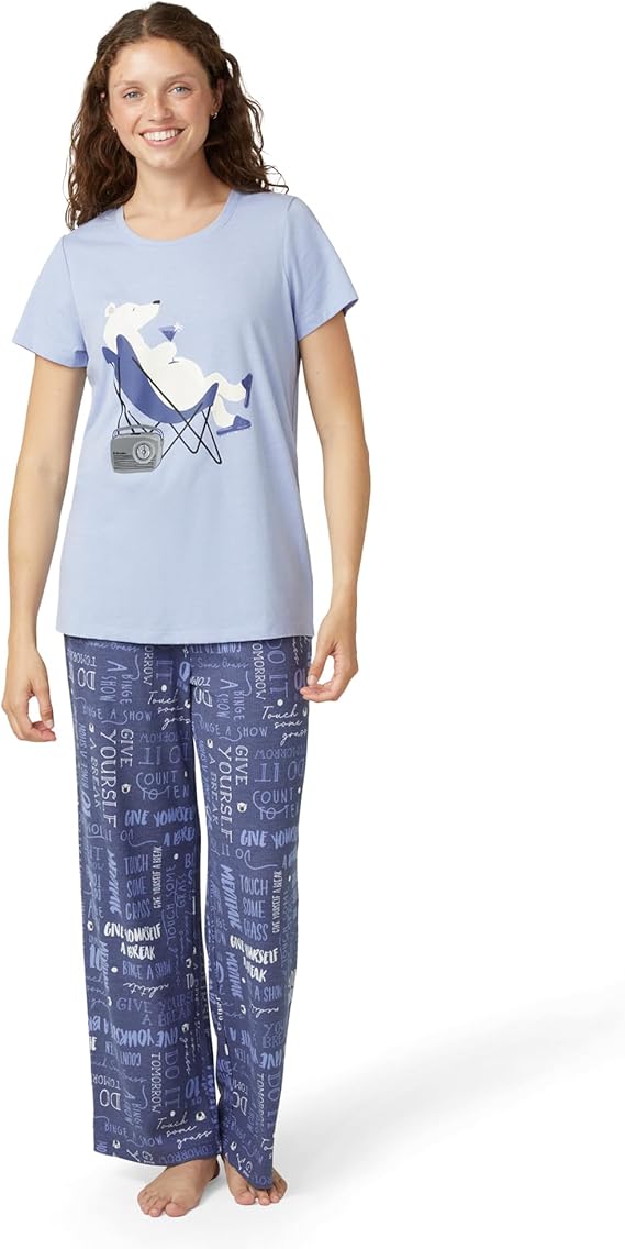 HUE Super Soft Pajama 2 Piece Set BLUE L