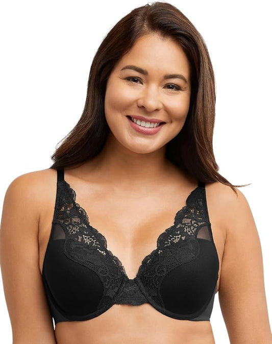 BALI Lace Underwire One Smooth U Comfort Stretch Convertible Bra BLACK 42D