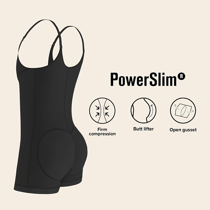 LEONISA Shapewear Bodysuit with Boyshort Bottom BLACK M