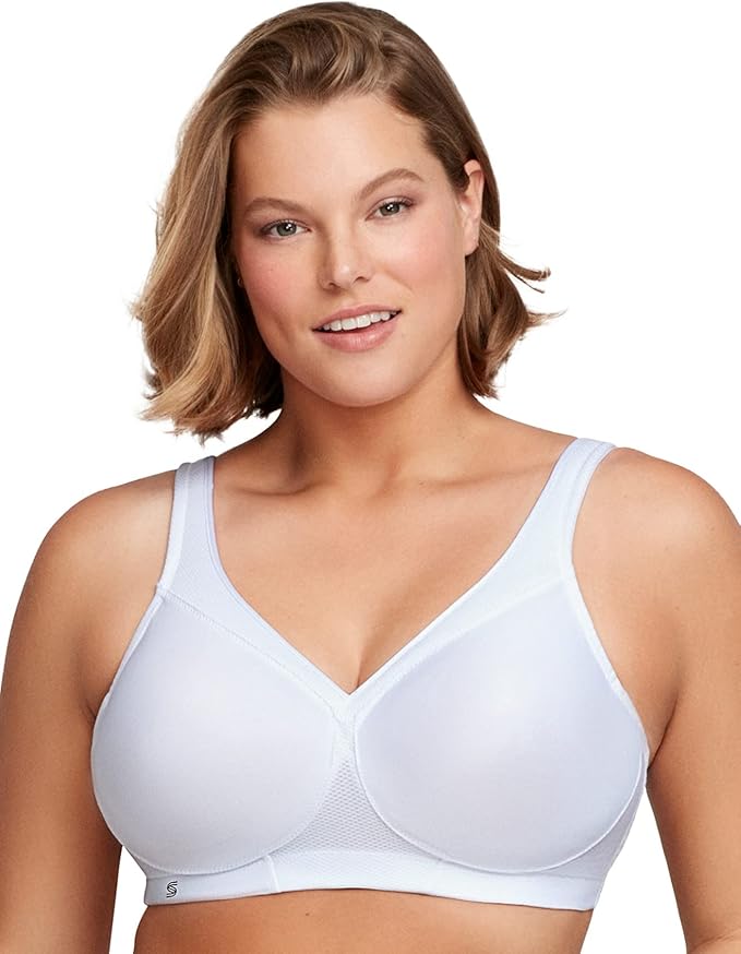 GLAMORISE Plus Size MagicLift Seamless Sports Bra Wirefree WHITE 34DD