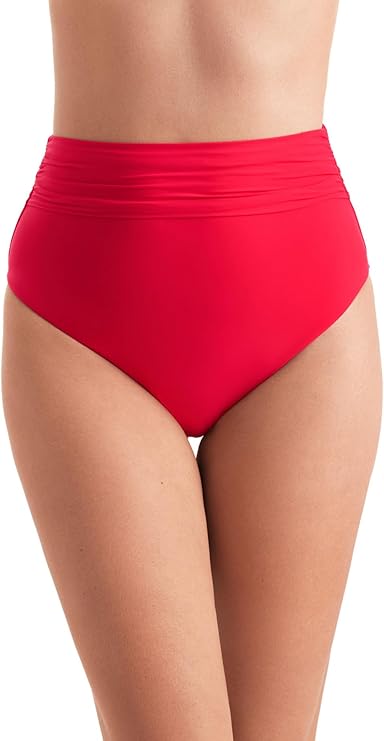 MIMI FLAMINGO Swimwear Soleil Solids Morgan High Waist Swim Bottom RED 14