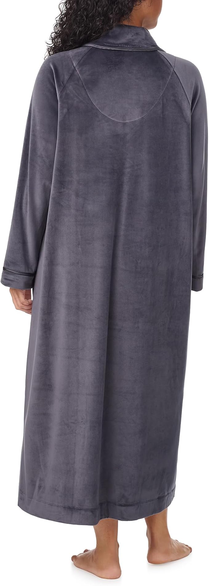 EILEEN WEST Soft & Cozy Long Sleeve Zip Robe with Pockets CHARCOAL L/XL