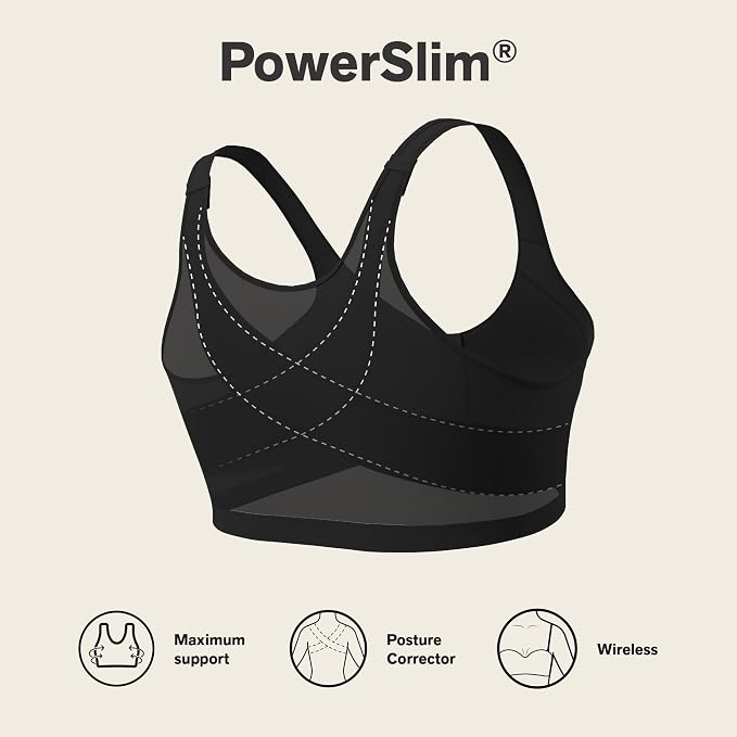 LEONISA Multi-Functional Posture Corrector Bra Wireless Front Closure BLACK 34B