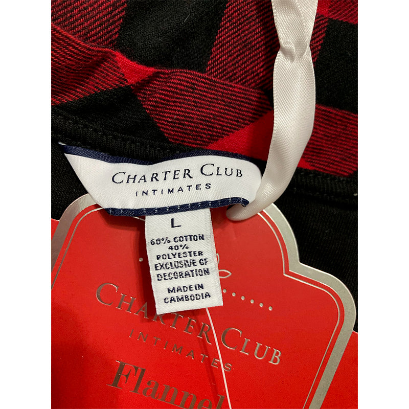 Charter Club Cotton Top/Flannel Bottom Pajama Set Buffalo Check L