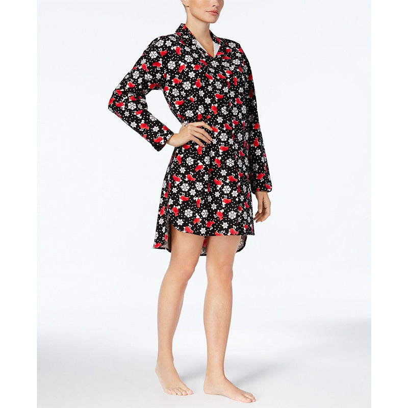 Charter Club Cotton Holiday Print Flannel Sleepshirt, Small