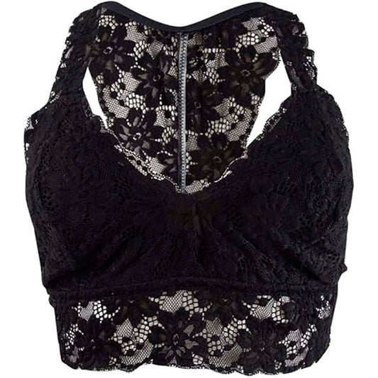 Jenni by Jennifer Moore Women's Moore Lace Racerback Bralette L Classic Black