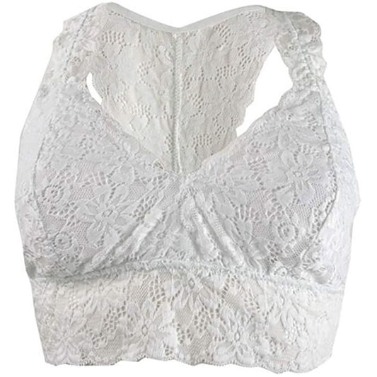 Jenni by Jennifer Moore Lace Racerback Bralette White L