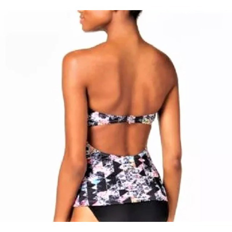 Hula Honey Printed Ruched Swim Top Separates Multicolor XS