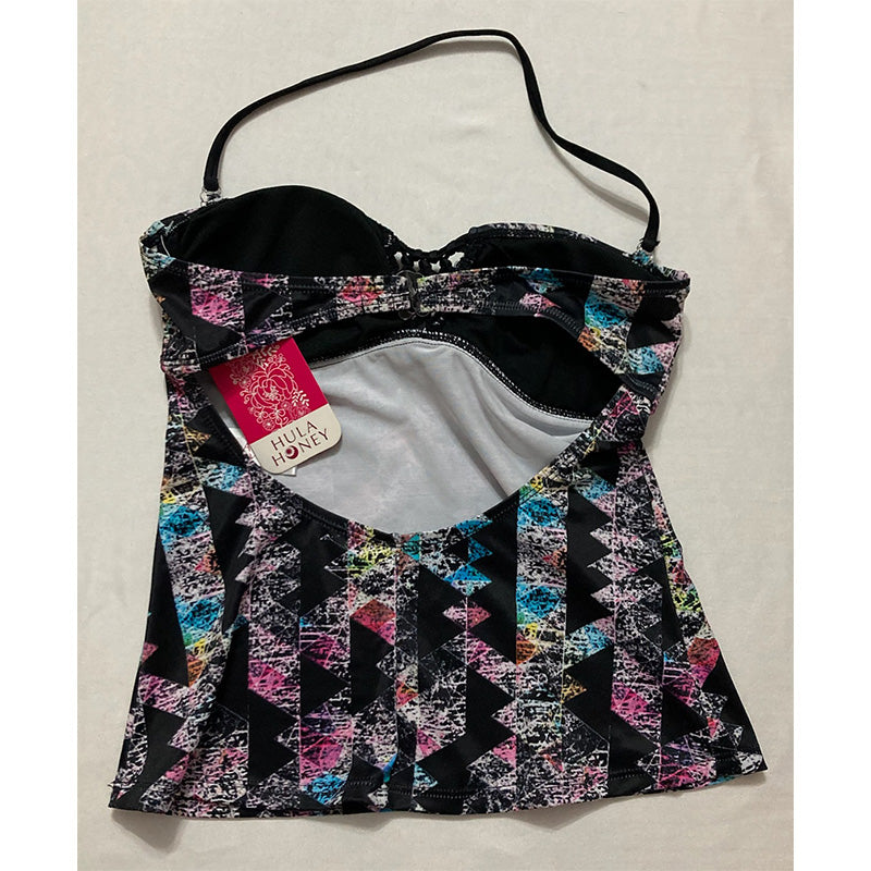 Hula Honey Printed Ruched Swim Top Separates Multicolor XS