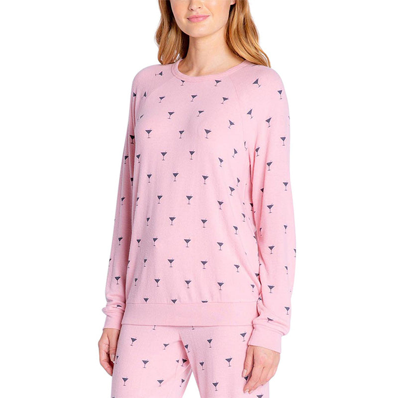 Insomniax Butter Jersey Long Sleeve Crewneck Pajama Top Blush M