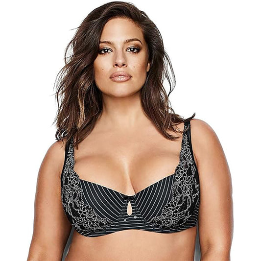 Ashley Graham Diva Lightly Padded Balconnet Bra 38C/Black