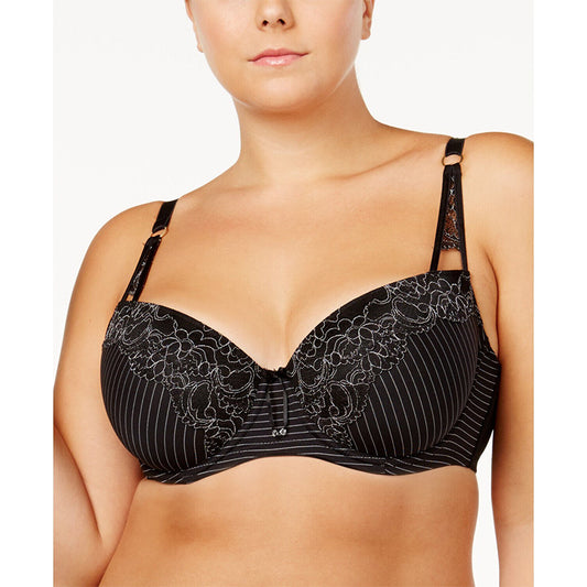 Ashley Graham Showstopper Convertible Lace Contour Bra Black 44C