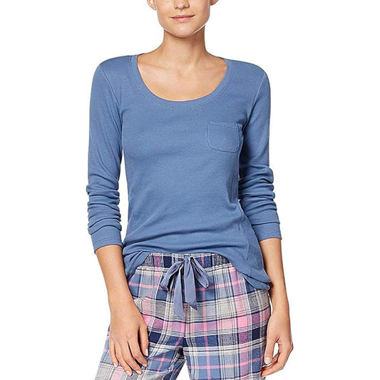 Jenni by Jennifer Moore Cotton Only Sleep/Lounge Top Skyline Blue M