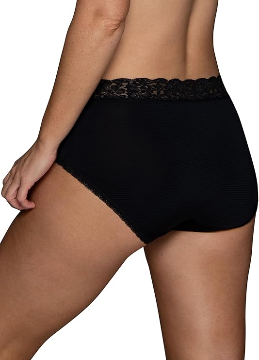 VANITY FAIR Flattering Lace Panties MIDNIGHT BLACK 2XL
