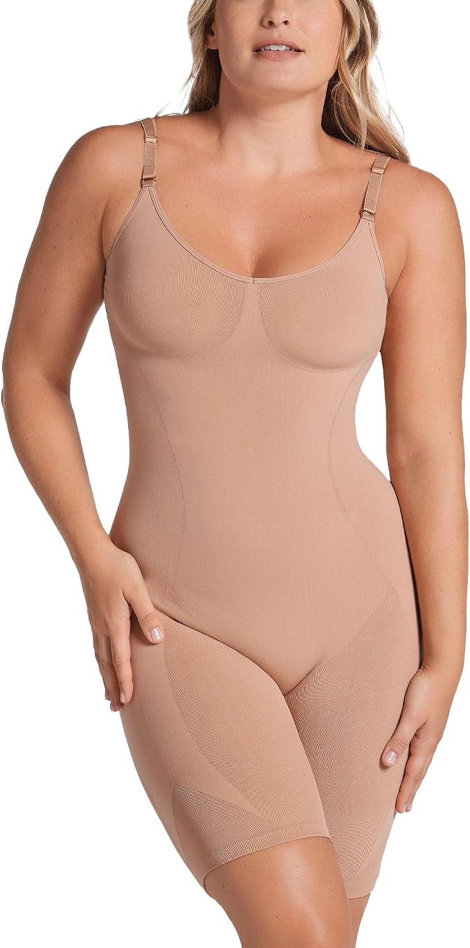 LEONISA Seamless Full Body Shaper Bodysuit BEIGE XL
