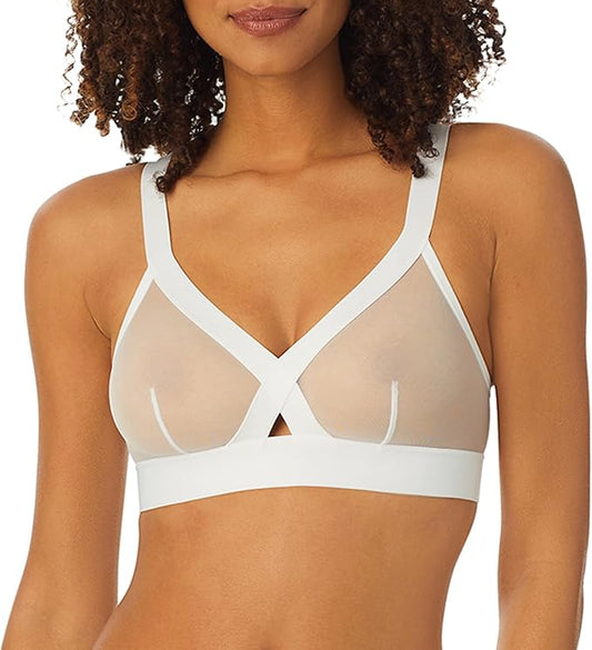 DKNY Sheers Wirefree Softcup Bralette Bra WHITE XL