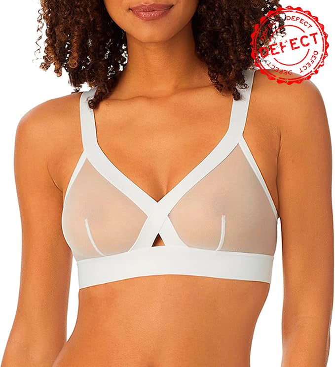 NWD DKNY Sheers Wirefree Softcup Bralette Bra WHITE S