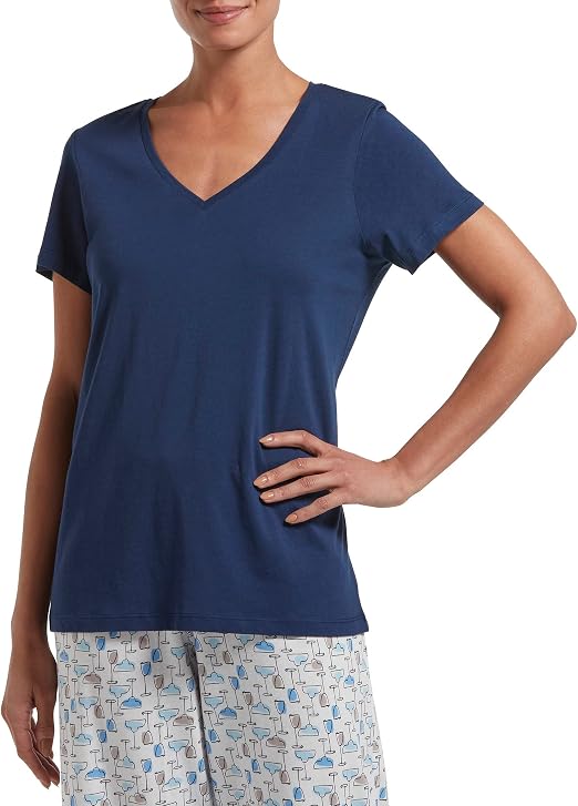 HUE Sleepwell Basic Short Sleeve V-Neck T-Shirt MEDIEVAL XL
