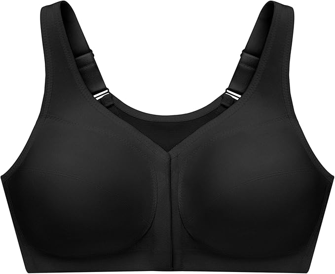 GLAMORISE Plus Size MagicLift Front-Closure Posture Back Bra Wirefree BLACK 40K