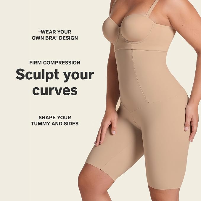 LEONISA high waist tummy control anti chafing sculpting shaper GOLDEN BEIGE