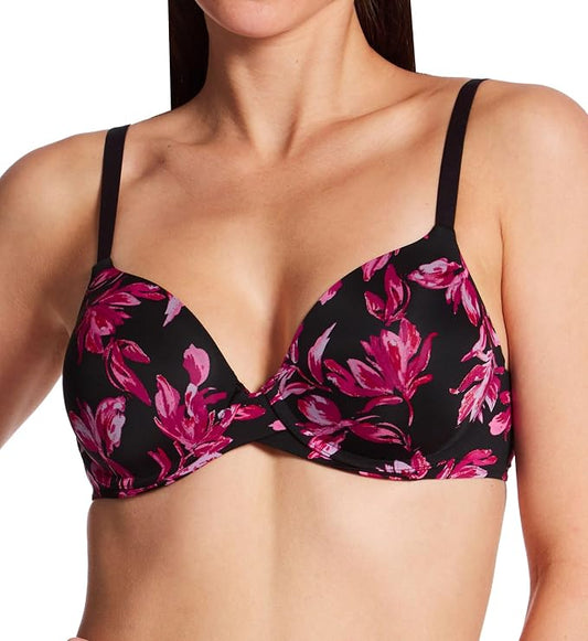 MAIDENFORM Tailored Demi T-Shirt Bra BLACK LUXE BLOOM