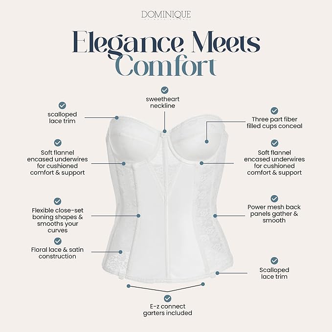 NWD DOMINIQUE Lace Longline Corset Bustier Bra WHITE 38DD