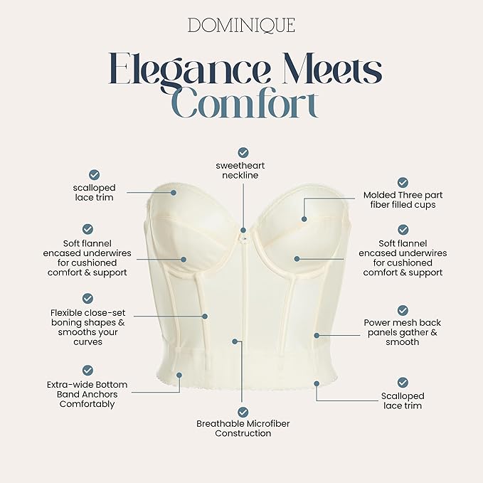 NWD DOMINIQUE Noemi Backless Strapless Bustier Bridal Bra IVORY 34B