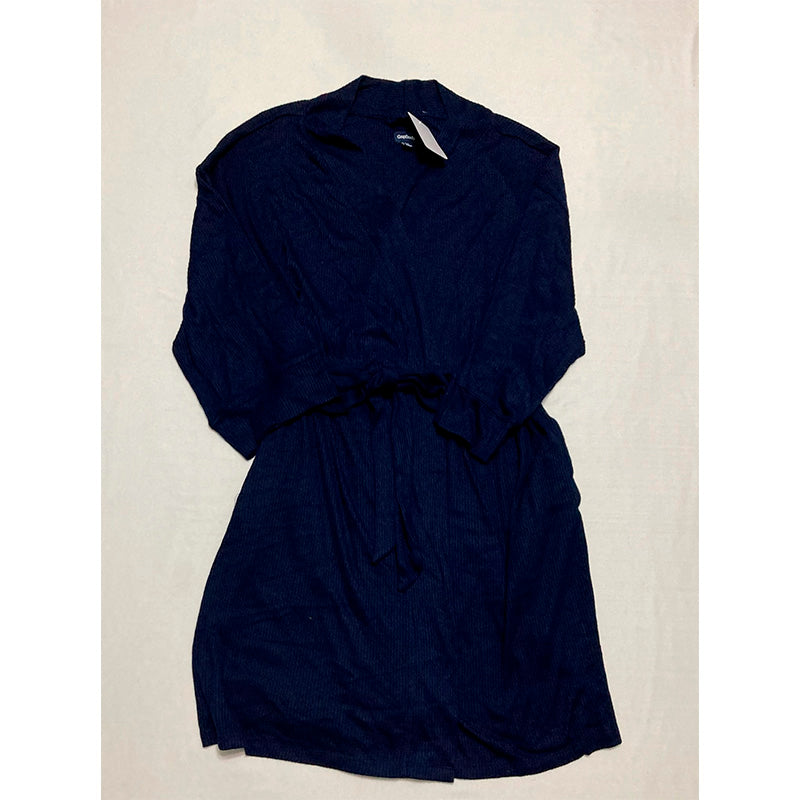 GAPBody Long-Sleeve Ribbed Belted Robe Navy S