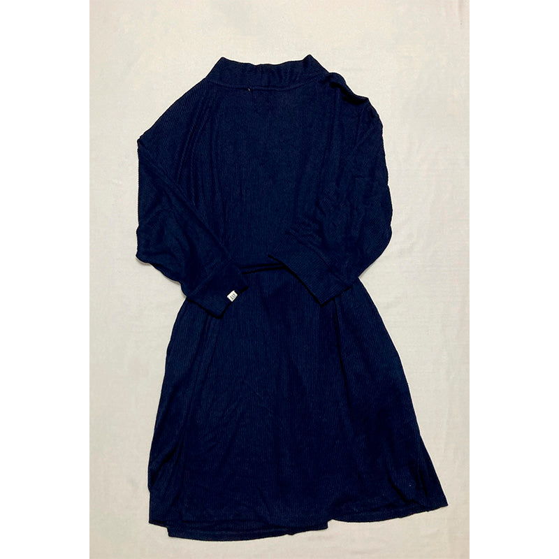 GAPBody Long-Sleeve Ribbed Belted Robe Navy S