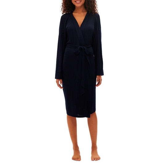 GAPBody Long-Sleeve Ribbed Belted Robe Navy S