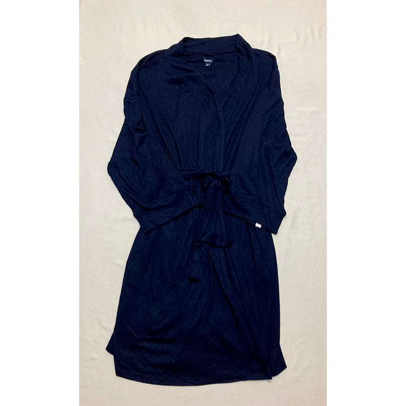 GAPBody Long-Sleeve Ribbed Belted Robe Navy XL