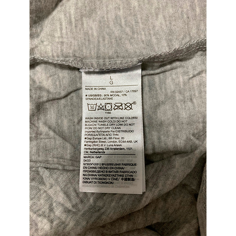 Gap Long-Sleeve Crewneck Pajama Top Grey Heather L