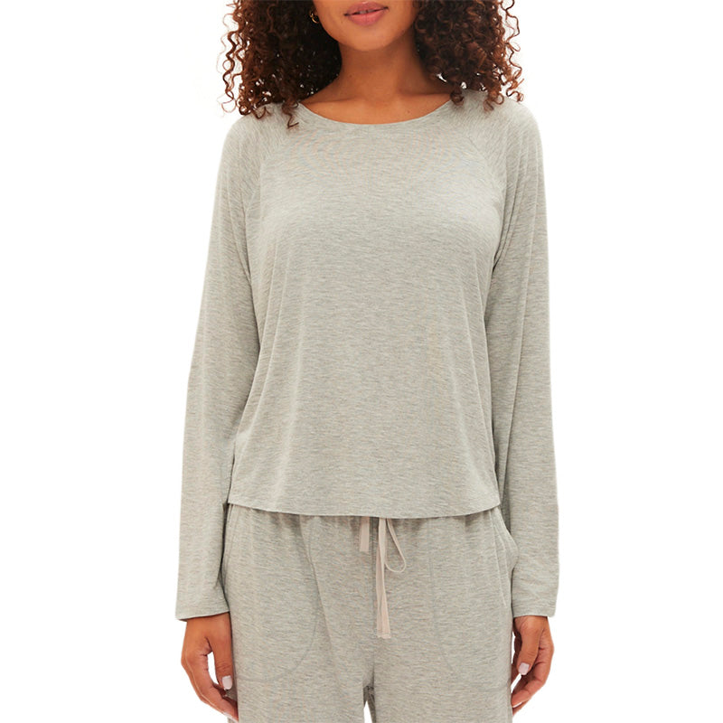 Gap Long-Sleeve Crewneck Pajama Top Grey Heather L