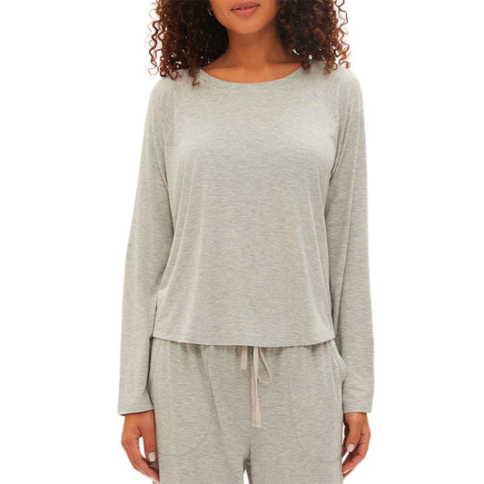 Gap Long-Sleeve Crewneck Pajama Top Grey Heather L