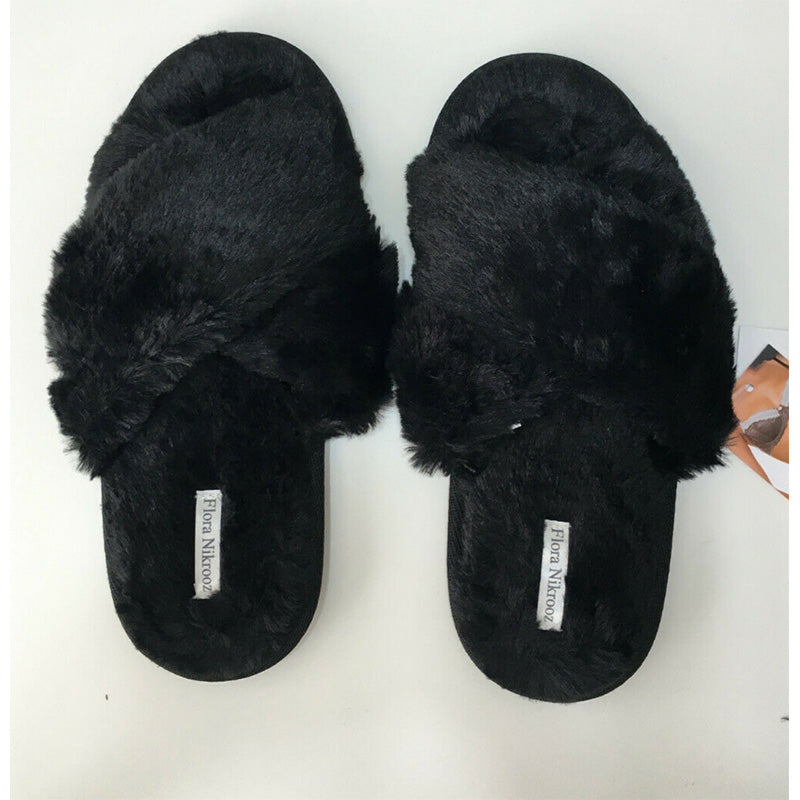 Flora Nikrooz Victoria Faux Fur Slipper Black S(5/6)