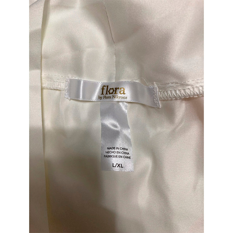 Flora Nikrooz Kit Matte Charmeuse Wrap Robe with Lace Ivory L