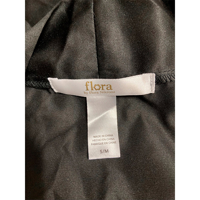 Flora Nikrooz Women's Kit Matte Charmeuse Wrap Robe with Lace Black S/M