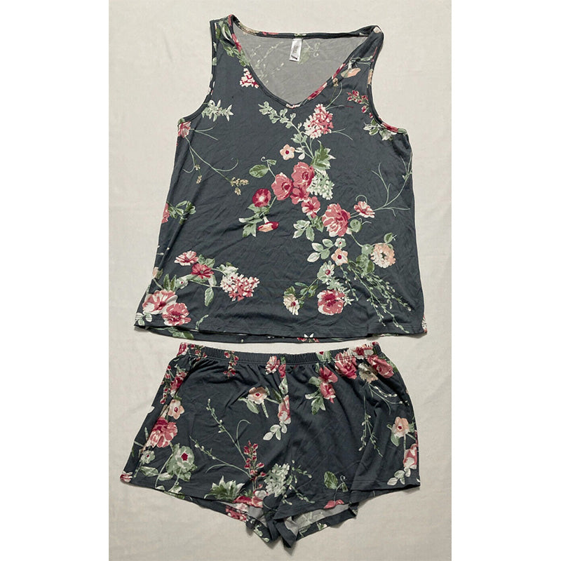 Flora by Flora Nikrooz Tank Top & Shorts Robe Travel Pajama Set Floral S