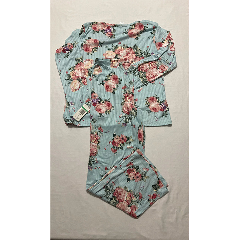 Flora Nikrooz Madonna Rib-Knit Pajama & Socks Set Blue L